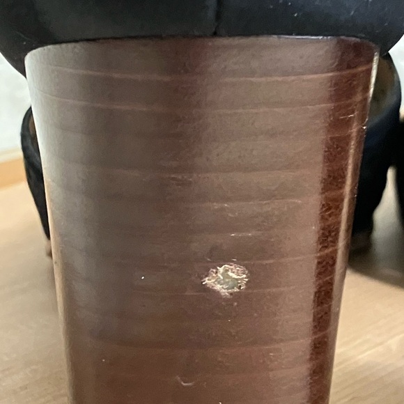 Franco Sarto Black Lace Block Heel Velvety Size 9 - Picture 5 of 9